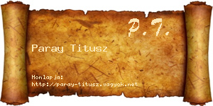 Paray Titusz névjegykártya